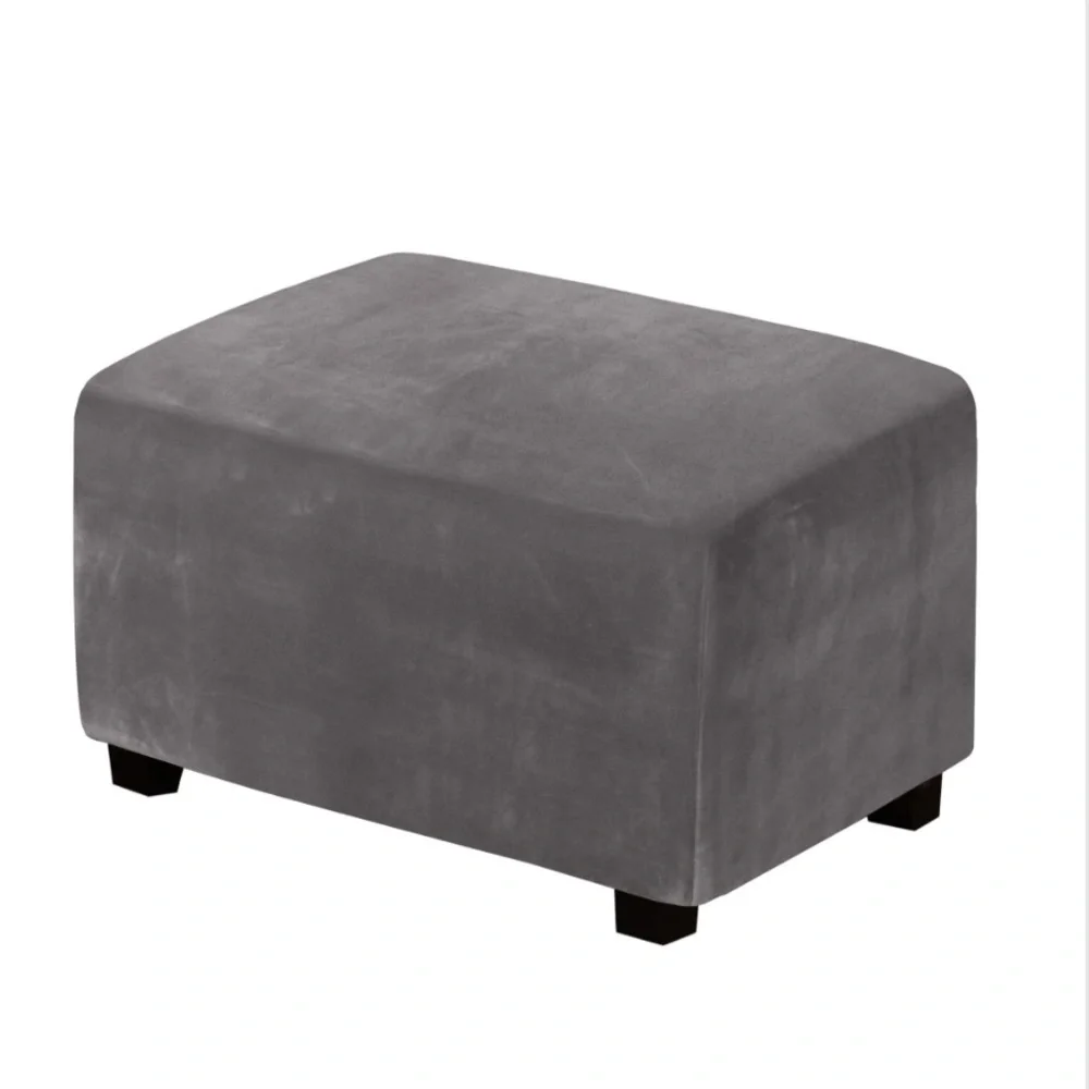 Elegant Gray Velvet Ottoman Slipcover
